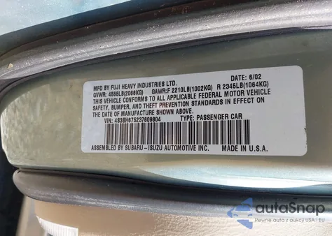 2003 Subaru Outback from USA, damaged, VIN 4S3BH675237609804